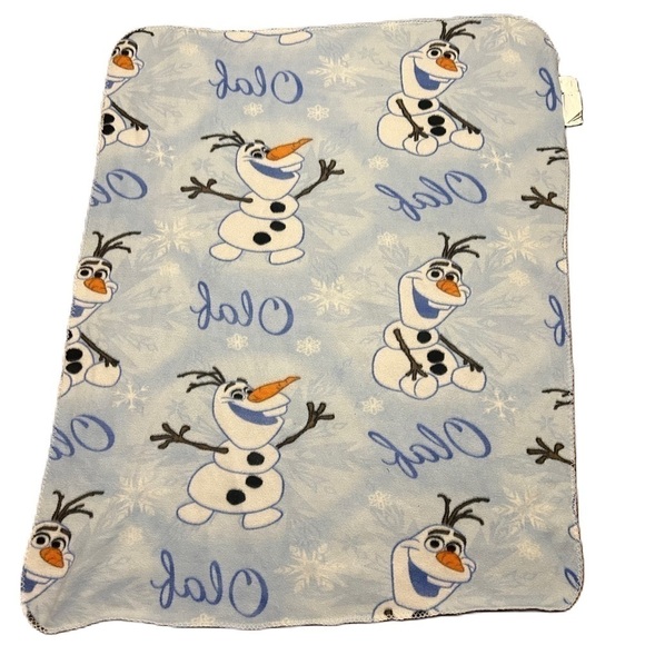 Disney Frozen Olaf Blanket Blue Kids Fleece Throw Snowman Blue - Picture 2 of 6